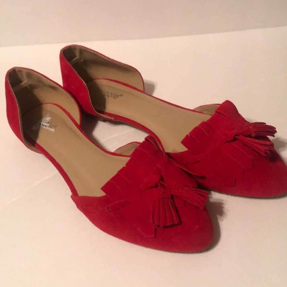 Red Loafer Flats (Size 10)
